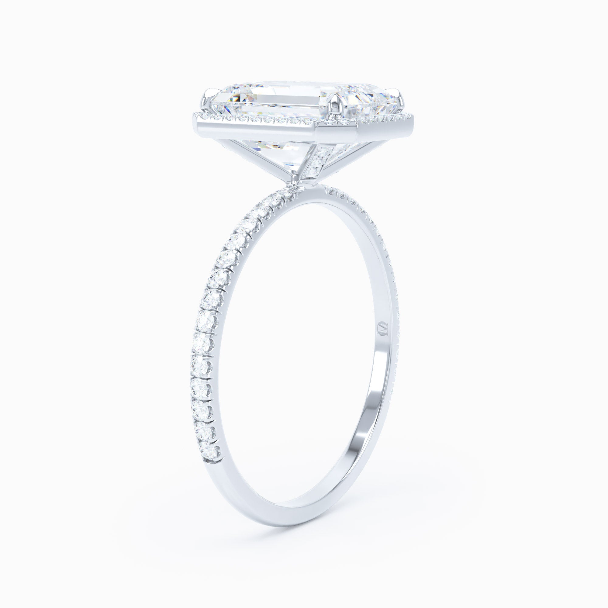 Delicate Halo Emerald Cut Engagement Ring