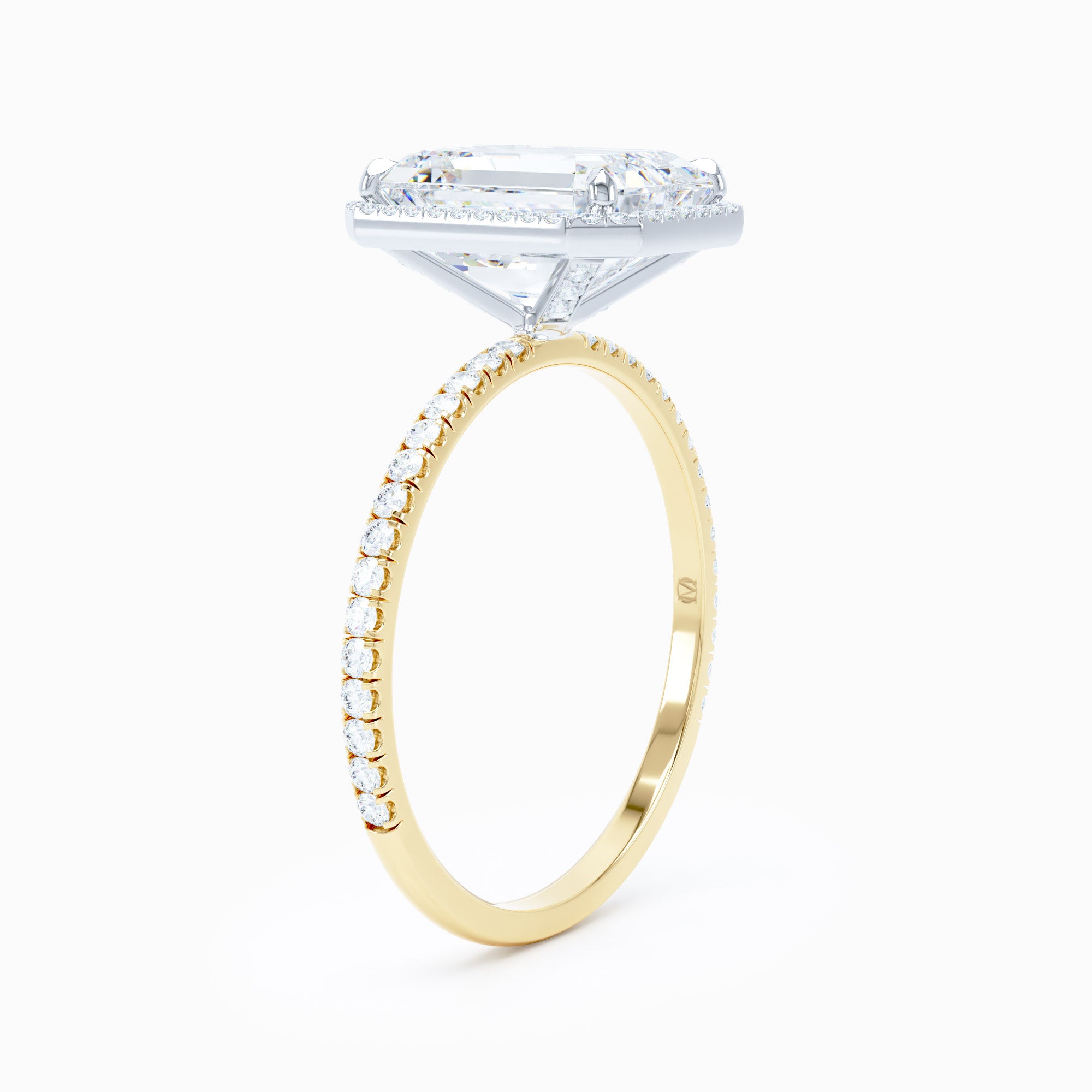Delicate Halo Emerald Cut Engagement Ring