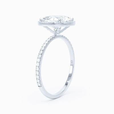 Delicate Halo Square Cushion Engagement Ring