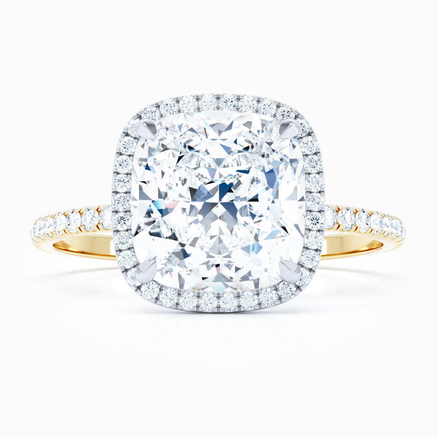 Delicate Halo Square Cushion Engagement Ring
