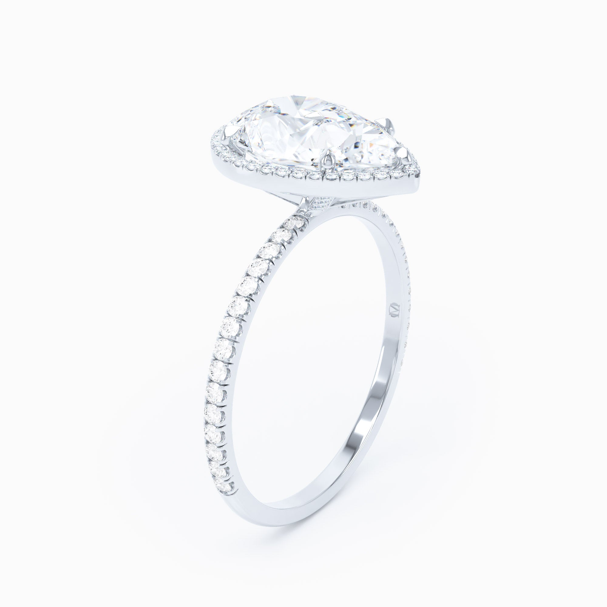 Delicate Halo Pear Engagement Ring