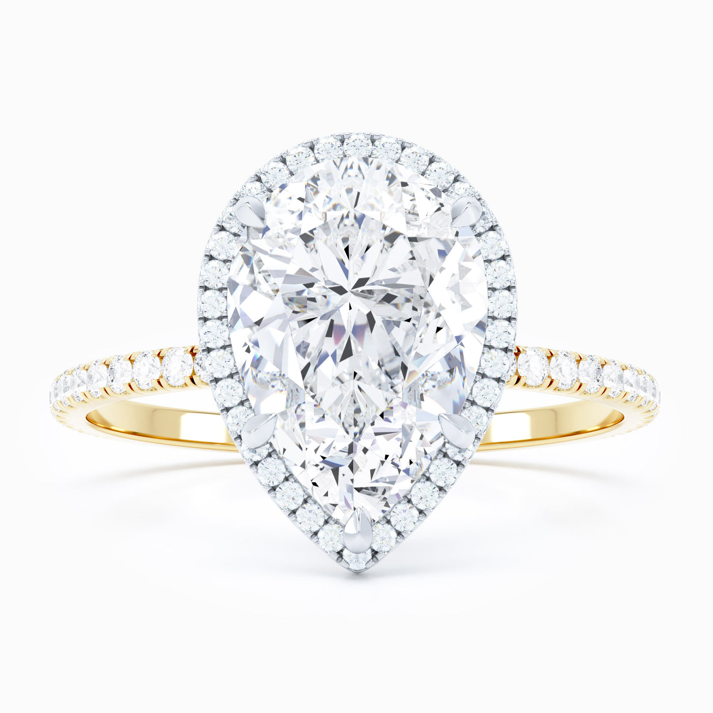 Delicate Halo Pear Engagement Ring
