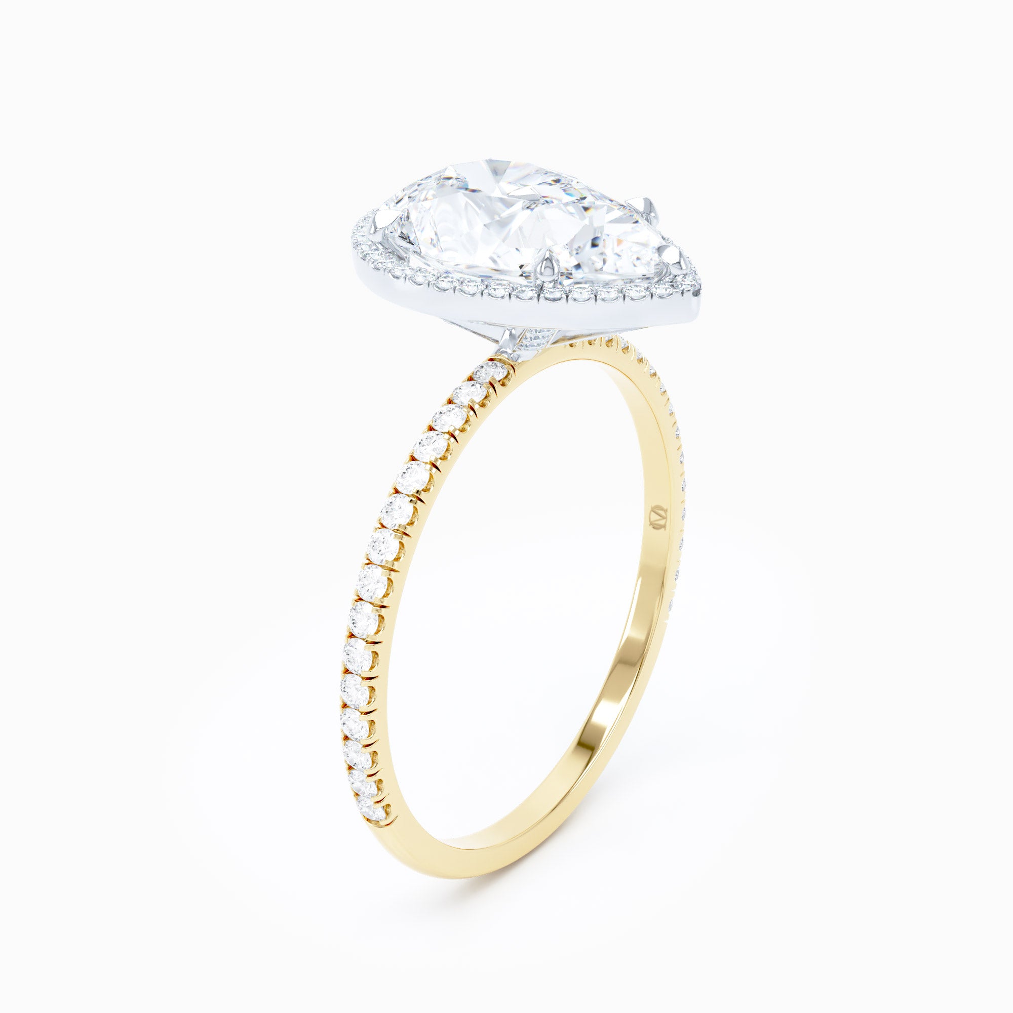 Delicate Halo Pear Engagement Ring