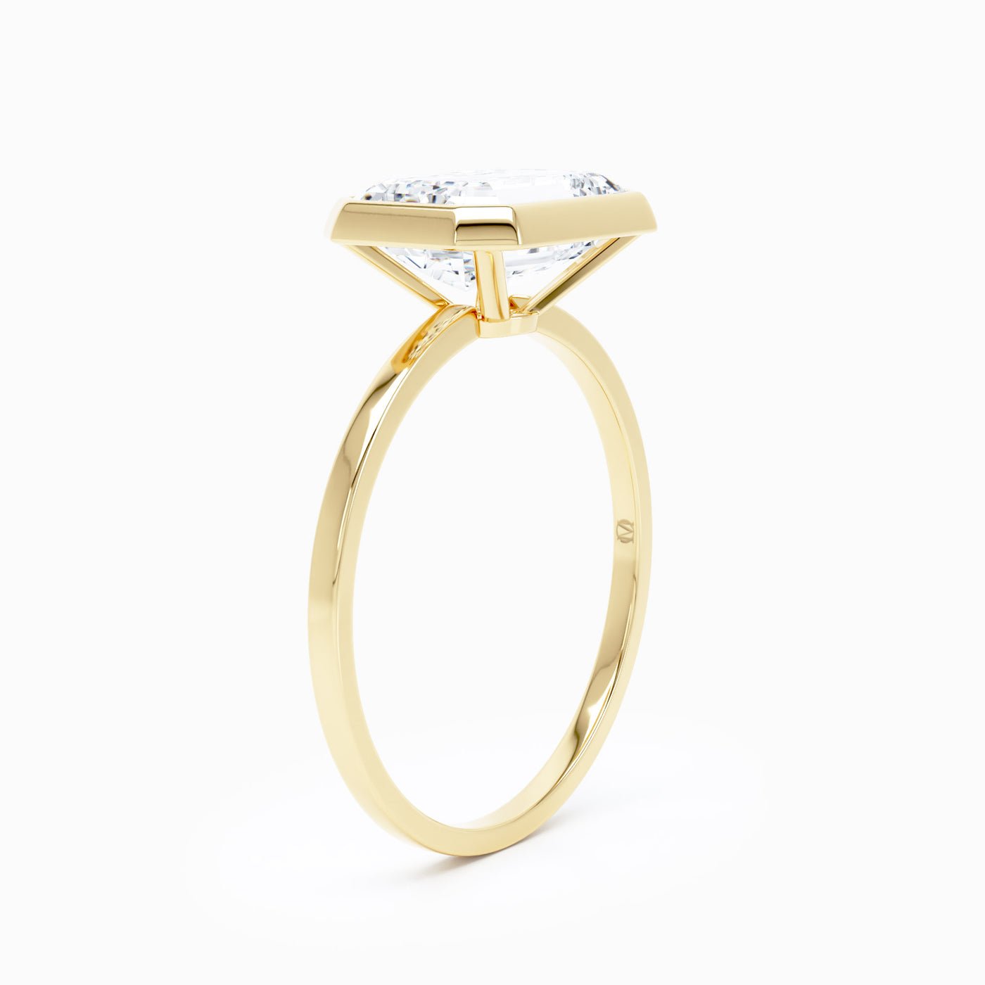 Bezel Set East West Emerald Cut Engagement Ring
