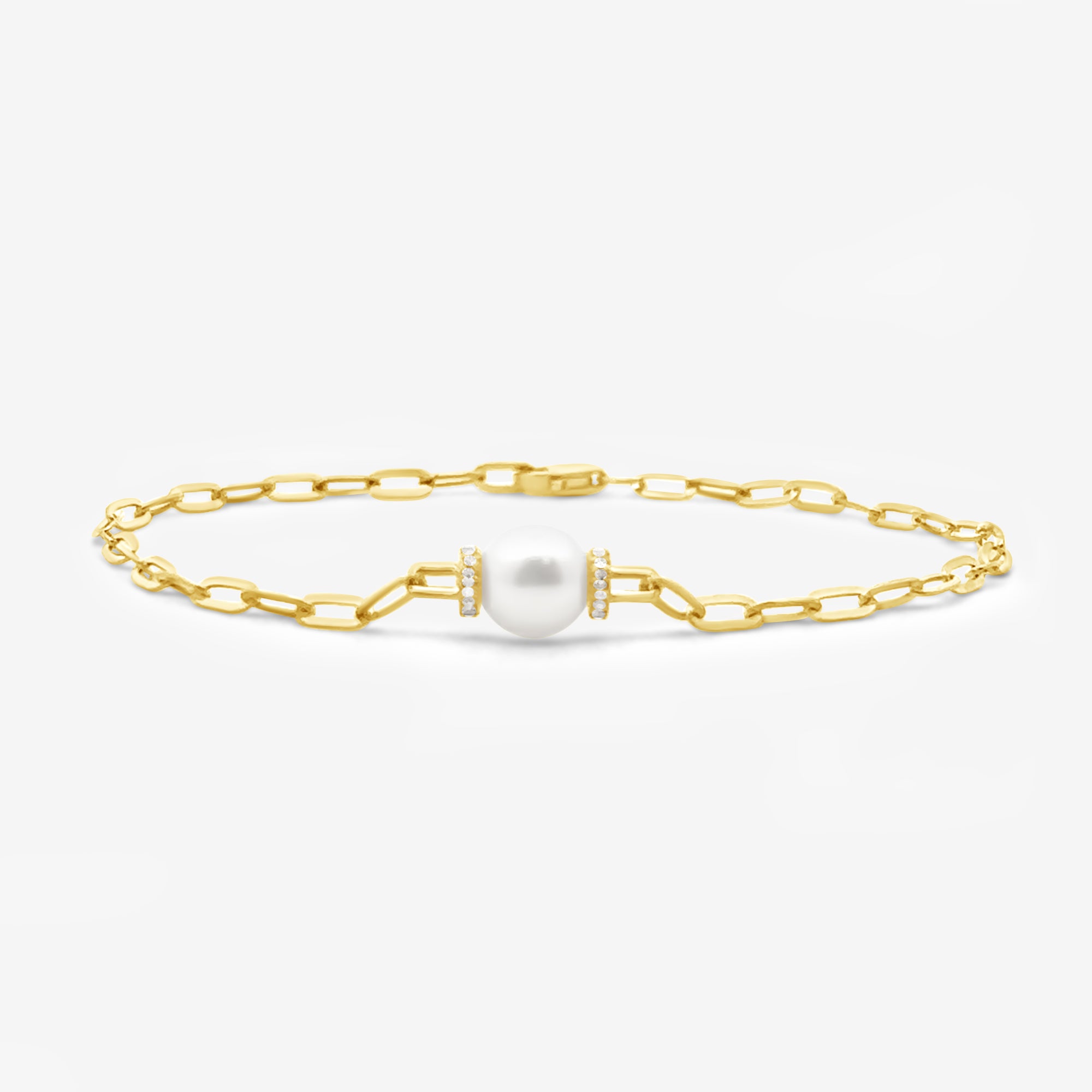 Single Pearl & Paperclip Bracelet