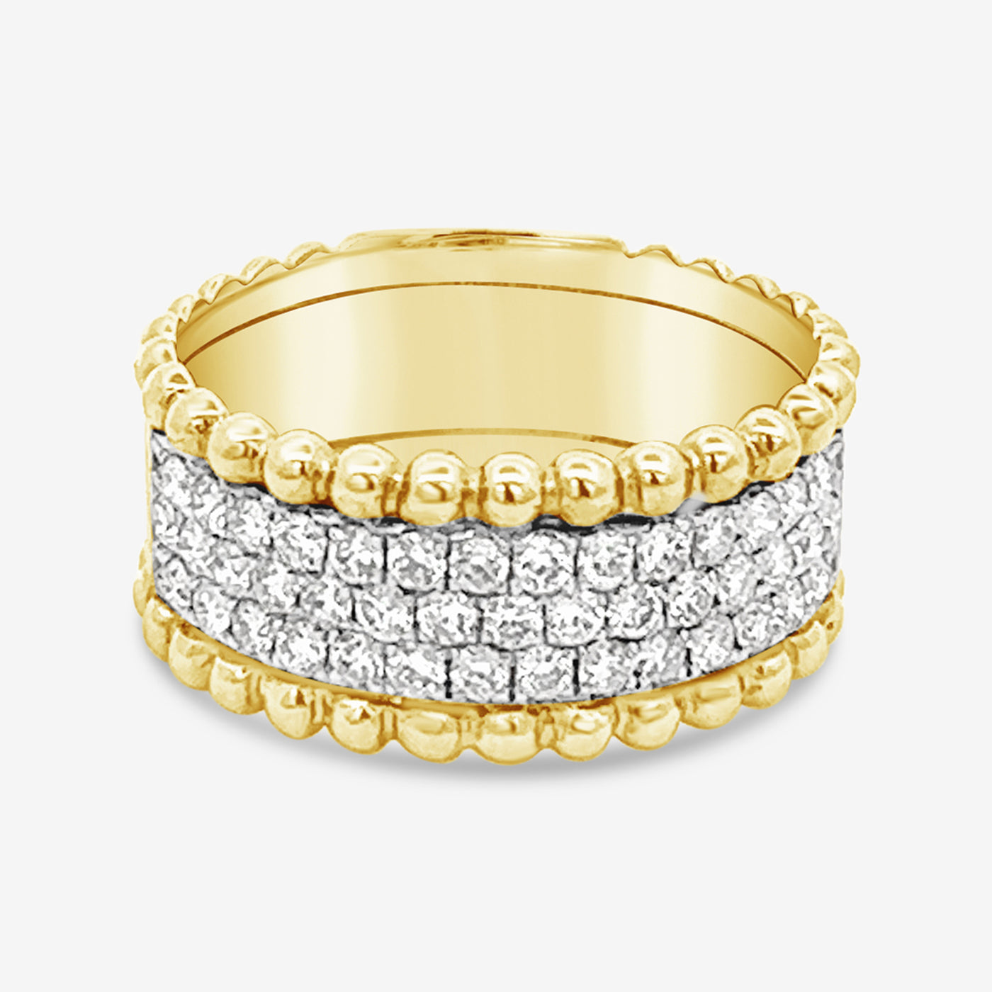 Triple Row Diamond Bead Ring