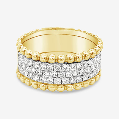 Triple Row Diamond Bead Ring