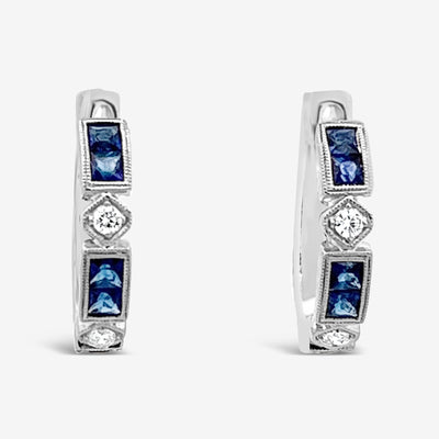 Vintage Style Sapphire & Diamond U Hoop