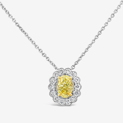 Yellow Diamond & Halo Necklace